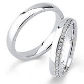 Alianças de prata 4mm com diamantes híbridos na feminina Cód. 8628 - Volpi Joias